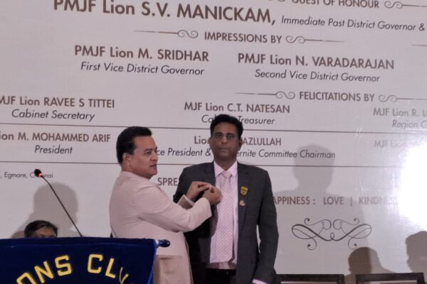 President Lion Mohammed Arif honoured by District Governor