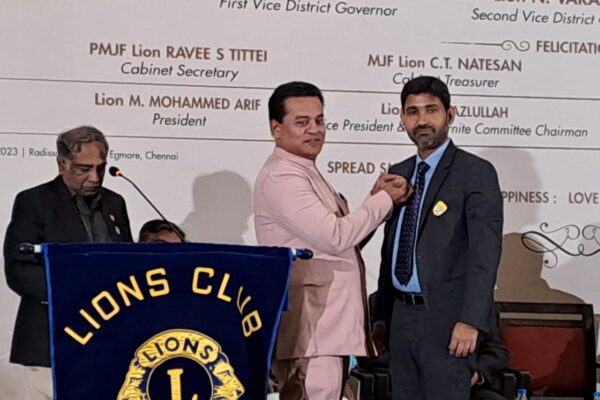 District Chairperson Lion Mohammed Shadaan honoured by District Governor